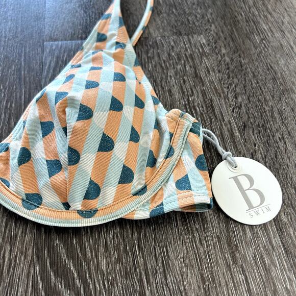 NWT B Swim Sahara Lurex Wyatt Bikini Set Geometric Print Top Large Bottom Medium - Picture 7 of 16